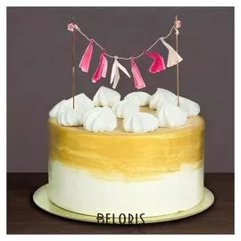 Украшения для торта «Глянец», тассел, цвет бело-розовый, золотой