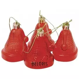 Украшения елочные подвесные "Колокольчики", набор 4 шт., 6,5 см, пластик, полупрозрачные, красные