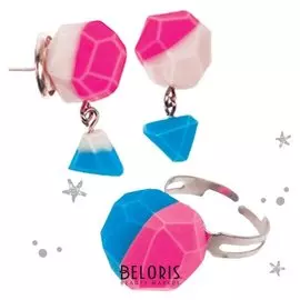 Украшения из полимерной глины "Геометрия", набор: кольцо и серьги