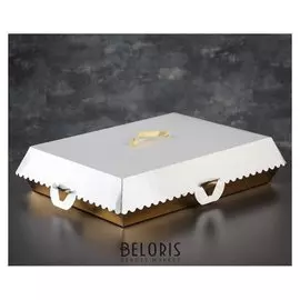 Упаковка для пирожных, BON Bon, премиум, золотое основание, 27,5 X 18,5 X 10 см