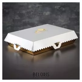 Упаковка для пирожных, BON Bon, премиум, золотое основание, 38,5 X 28 X 10 см