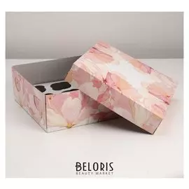 Упаковка на 9 капкейков без окна "Цветы", 25 х 25 х 10