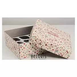 Упаковка на 9 капкейков без окна "Жизнь это любовь", 25 х 25 х 10