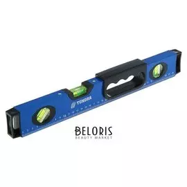 Уровень алюминиевый магнитный Tundra, эргономичная ручка, 3 глазка, 400 мм