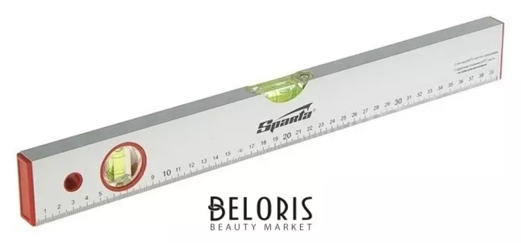 Уровень Sparta, алюминиевый, 40 см, 2 глазка, линейка