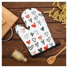 Варежка этель Love Life "Сердечки" 26*16 см, 100% п/э