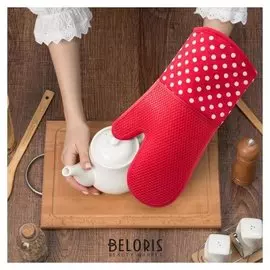 Варежка доляна "Профи300" цв.красный, 18х33 см, 100% п/э, силикон