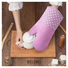 Варежка доляна "Профи300" цв.лаванда, 18х33 см, 100% п/э, силикон