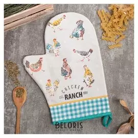 Варежка-прихватка "Chicken Ranch" 20х28см,саржа, 100% х/л, ватин 250г/м2