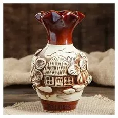 Ваза "Барселона" 18 см, ручная лепка, подсолнухи