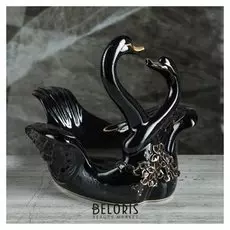 Ваза для фруктов "Два лебедя" черная