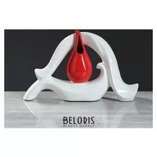 Ваза "Эваска", белый, красный цвет, 19 см