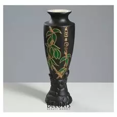 Ваза настольная "Амфора", бамбук, матовая, роспись золотистая, 38 см