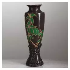 Ваза настольная "Амфора", бамбук, роспись золотистая, 39 см