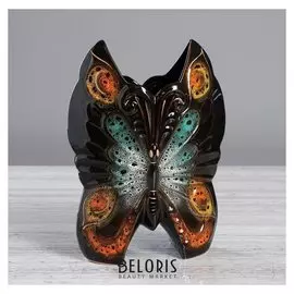 Ваза настольная "Бабочка", чёрная, 30 см