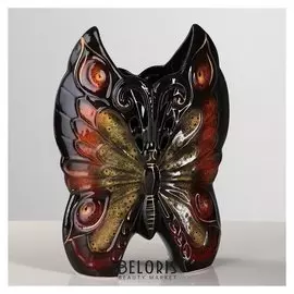 Ваза настольная "Бабочка", чёрная, резка, 30 см