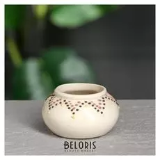 Ваза настольная "Чернильница", цвет слоновая кость, стразы, глазурь, 5 см