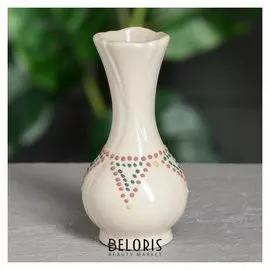 Ваза настольная "Дюймовочка", цвет слоновая кость, стразы, глазурь, 14 см