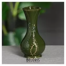 Ваза настольная "Дюймовочка", цвет зеленый, стразы, глазурь,14 см