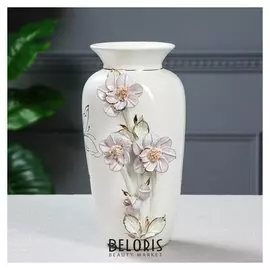 Ваза настольная "Елена", цветы, лепка, роспись золотистая, 29 см