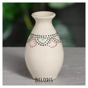 Ваза настольная "Ева", цвет слоновая кость, стразы, глазурь, 11 см