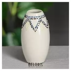 Ваза настольная "Еврик", цвет слоновая кость, стразы, глазурь, 11.5 см