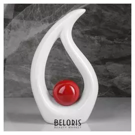 Ваза настольная "Факел", бело-красная, 30 см