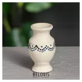 Ваза настольная "Греческая", цвет слоновая кость, стразы, глазурь, 10 см