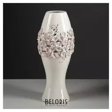 Ваза настольная "Индиго", декор лепкой, белый цвет, 37 см