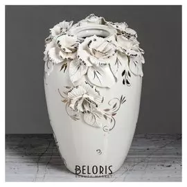 Ваза настольная "Элита", лепка, белая, 21.5 см