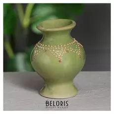 Ваза настольная "Эля", цвет зеленый, стразы, глазурь, 11 см
