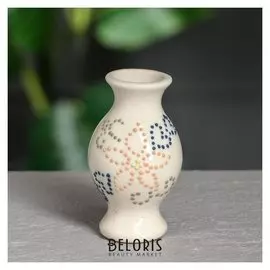 Ваза настольная "Юлька", цвет слоновая кость, стразы, глазурь, 9 см