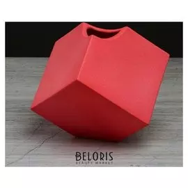 Ваза настольная "Куб", коралловая, 11 см