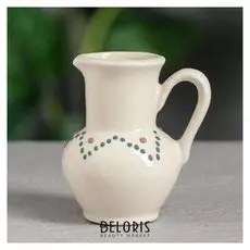 Ваза настольная "Кувшин", цвет слоновая кость, стразы, глазурь, 8 см