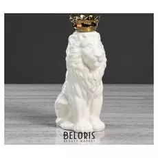 Ваза настольная "Лев с короной", белая, с отверстием в короне, 24,5 см