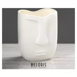 Ваза настольная "Лицо", глянец, белая, 19 см