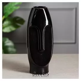 Ваза настольная "Лицо", глянец, чёрная, 26 см