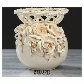 Ваза настольная "Мирида", бежевая, лепка, 23 см