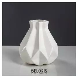 Ваза настольная "Оригами", геометрия, глянец, белая, 15 см