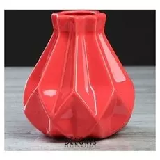 Ваза настольная "Оригами", геометрия, глянец, красная, 15 см