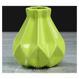 Ваза настольная "Оригами", геометрия, глянец, зелёная, 15 см