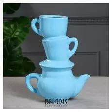 Ваза настольная "Сервиз", голубая, 30 см