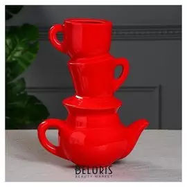 Ваза настольная "Сервиз", красная, 30 см