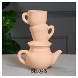 Ваза настольная "Сервиз", кремовая, 30 см