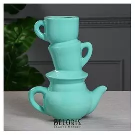 Ваза настольная "Сервиз", мятная, 30 см