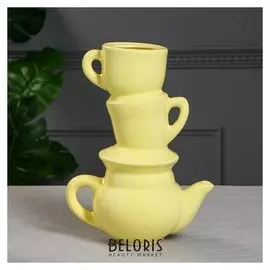 Ваза настольная "Сервиз", жёлтая, 30 см