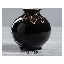 Ваза настольная "Шар", глазурь, цвет черный, 12 см