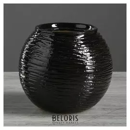 Ваза настольная "Шарик №2", чёрная, 10,5 см