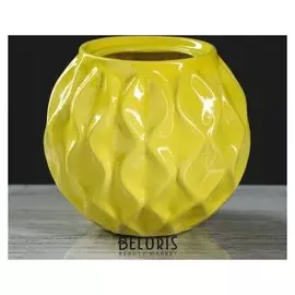 Ваза настольная "Шарик №3", рельеф, жёлтая, 11 см