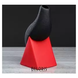 Ваза настольная "Шик" текстура, красно-чёрная, 28 см